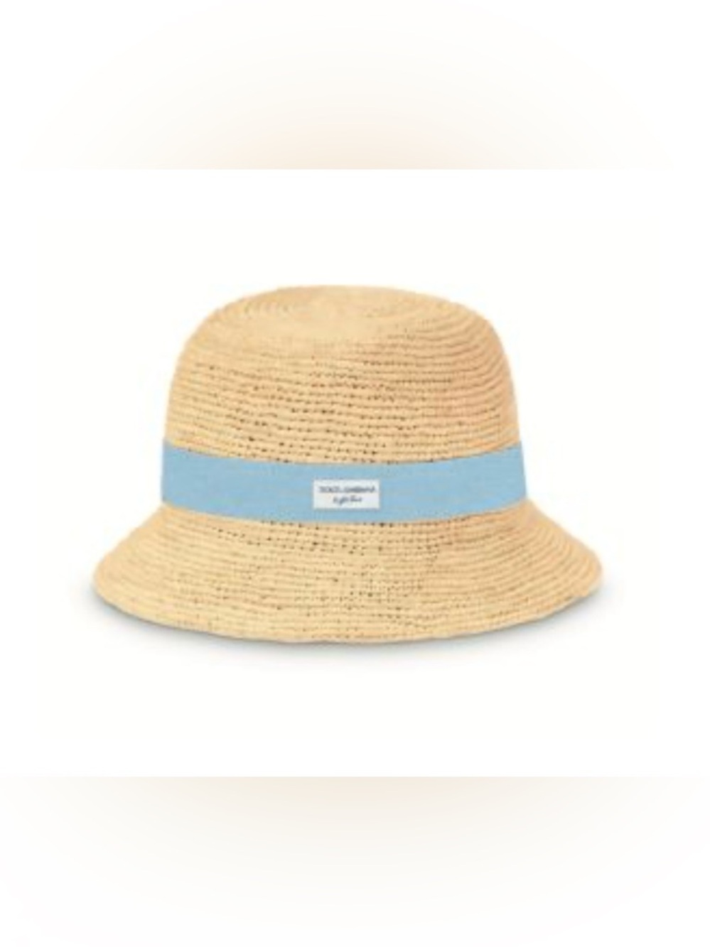 Dolce & Gabbana Beauty gift purchase  Straw Bucket Hat Light Blue Band.